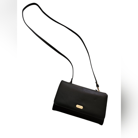 Liz Claiborne Handbags - Liz Claiborne Leather Small Black Crossbody with Gold Detail